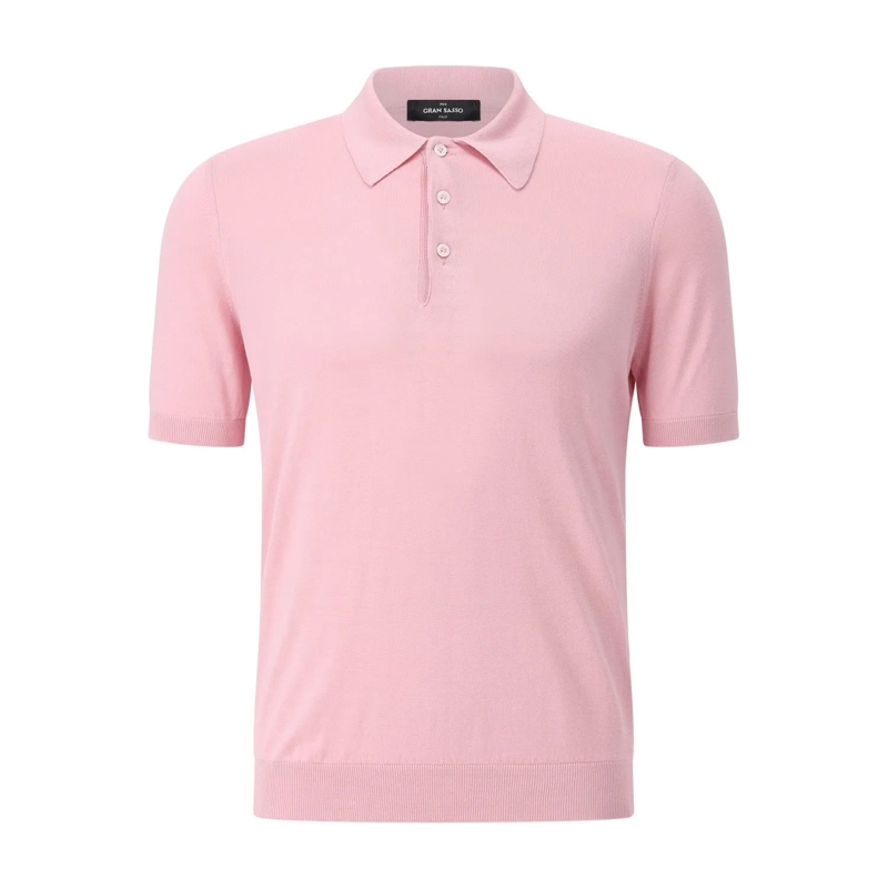 Gran Sasso Trui Poloshirt aus Seide Rosa