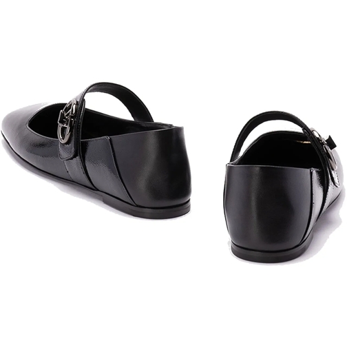 Valentino T-shirts Valentino Garavani Leather Locker Ballerina Flats schwarz (Image 3)