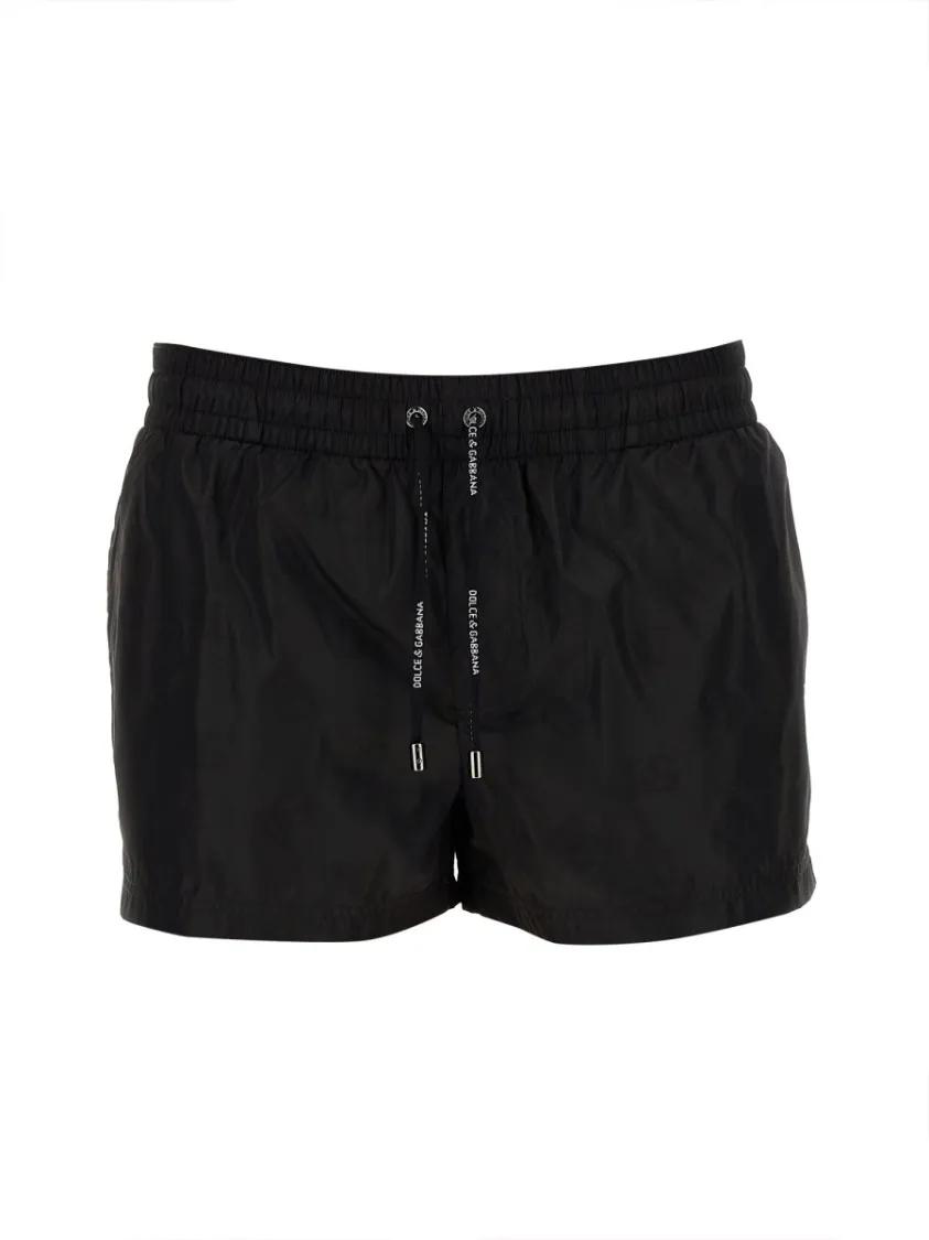 Thumbnail - Dolce&Gabbana - Classic Black Swimsuit With Elastic Waistband - Größe 4 - schwarz