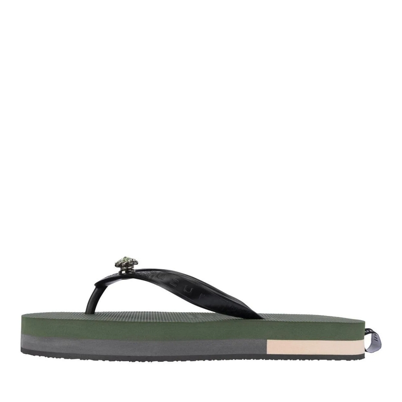 UZURII Flip Flops Zehentrenner Mondriaan Switch Mid Heel dunkel-grün