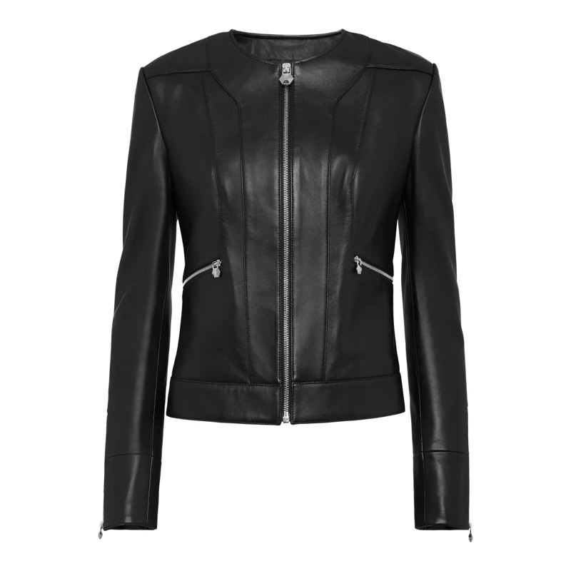Philipp Plein Lederjacke Leder Biker-Jacke schwarz