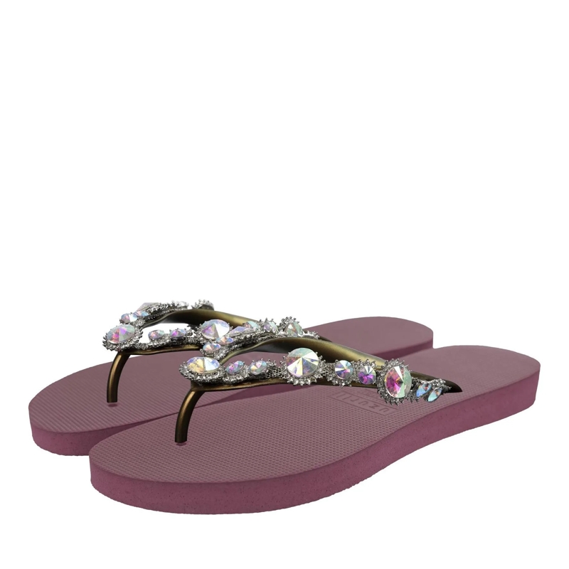UZURII Flip Flops Zehentrenner Chrystal Marilyn bordeaux