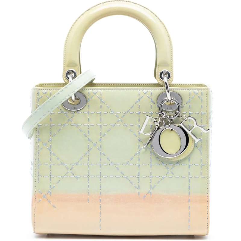 Christian Dior Schultertasche Medium Ombre Patent Cannage Lady Dior grün
