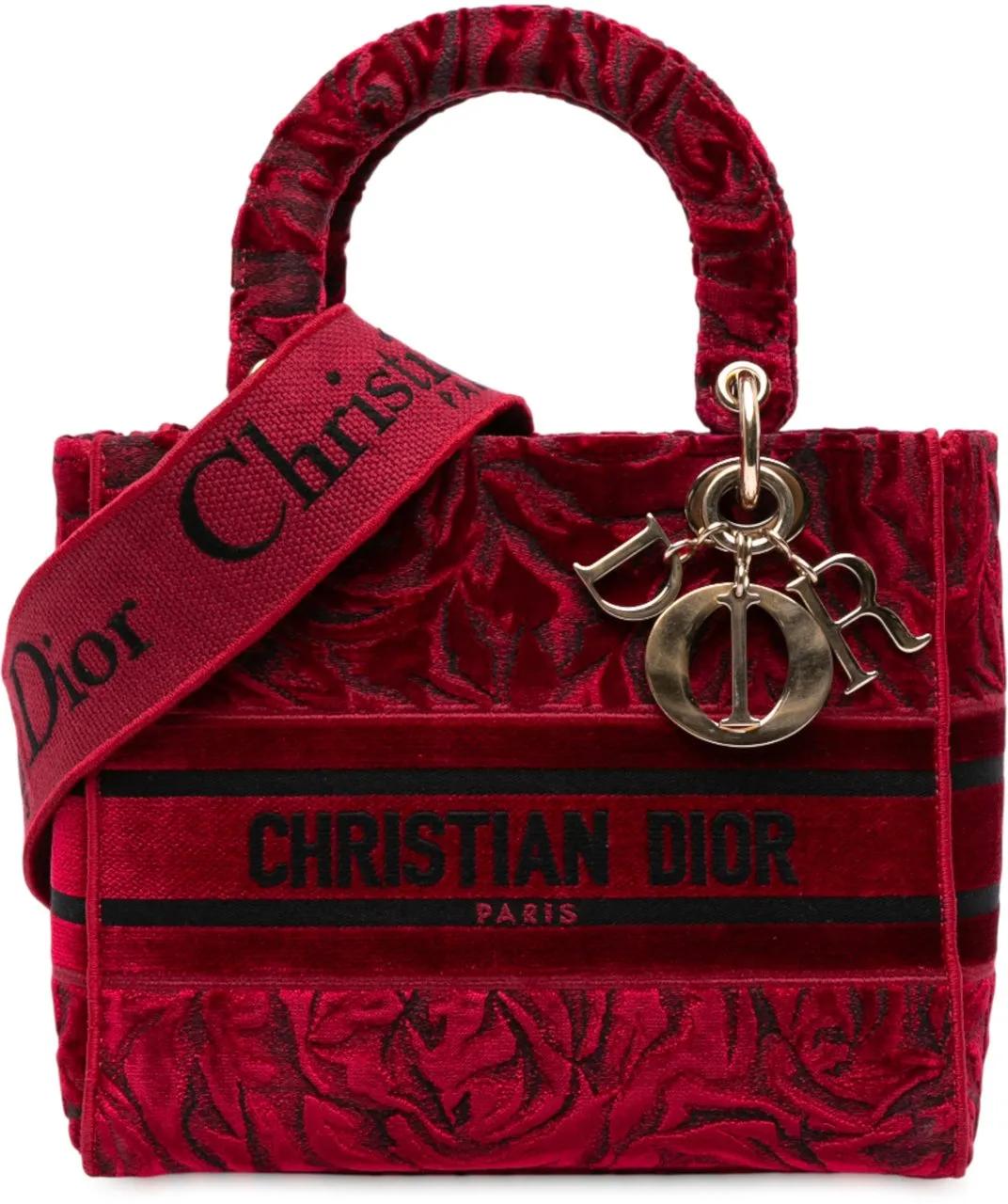 Christian Dior Hobo Bags - Medium Embroidered Velvet Roses Lady D Lite - Gr. unisize - in Rot - für Damen