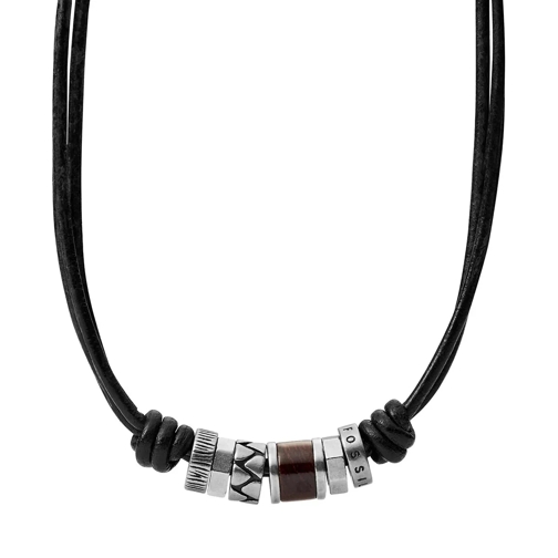Fossil Rondell Necklace Brown, Silver Collier moyen