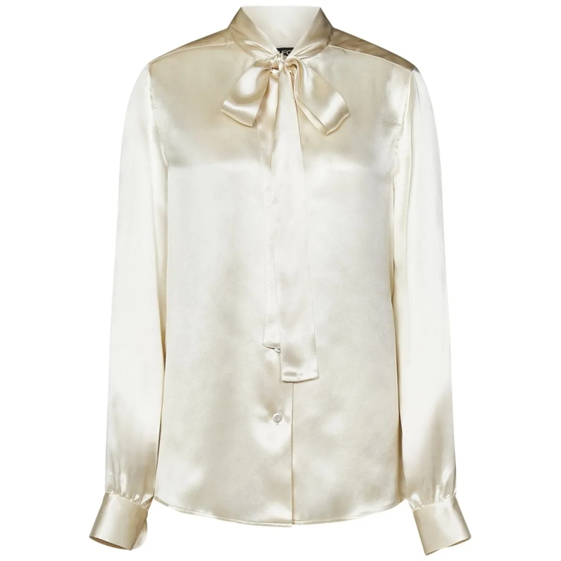 Tom Ford Hemd White Shirt With Lavallière Collar And Gathered Yo White