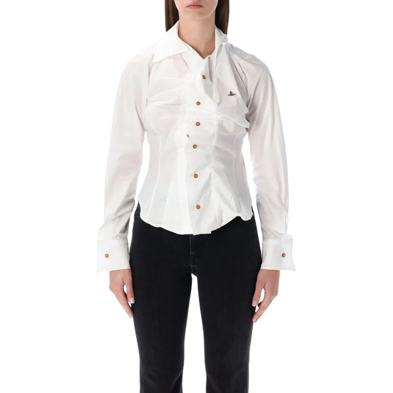 Vivienne Westwood Overhemd White Drunken Sculpted Shirt White