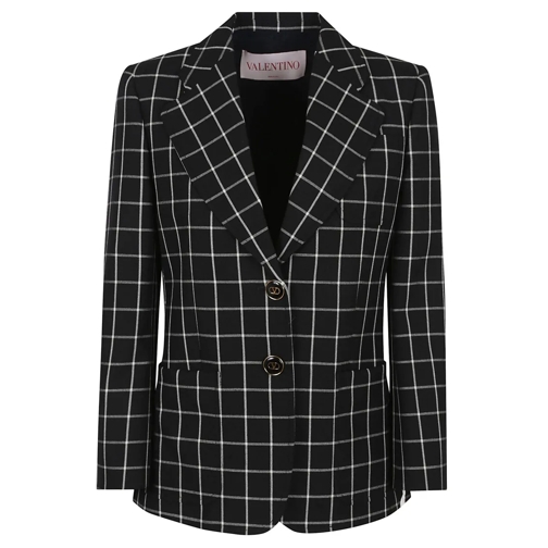 Valentino Garavani Blazer Black And White Checked Jacket Black