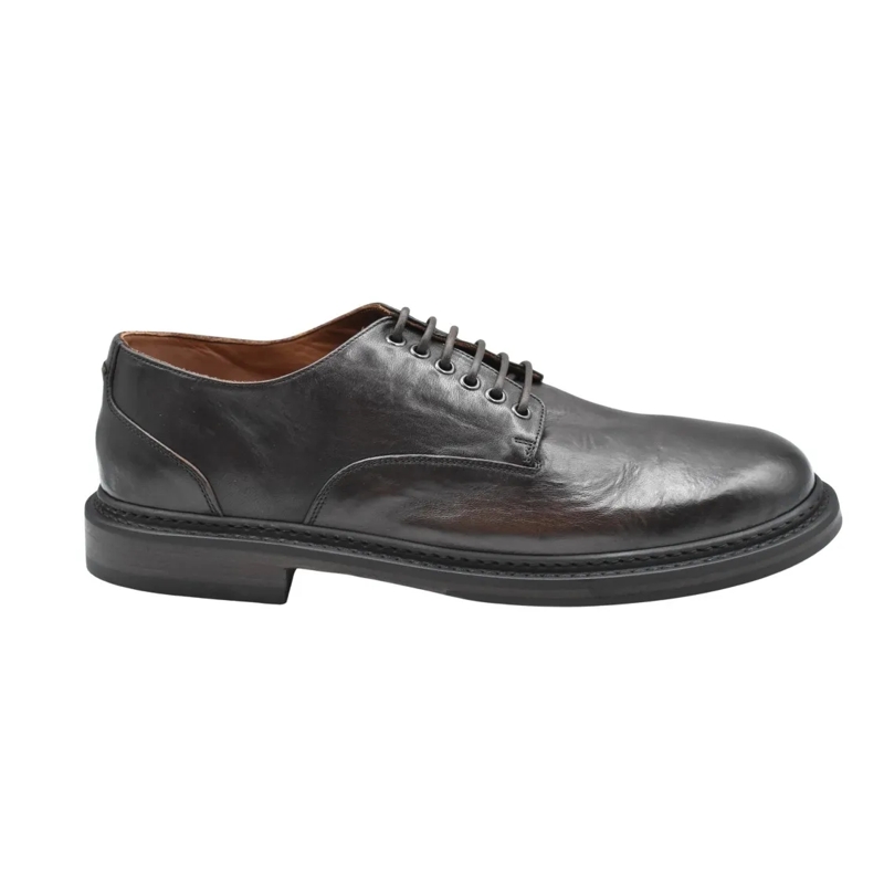 Pantanetti Chaussures à lacets Classic Brown Leather Derby Shoes Grey