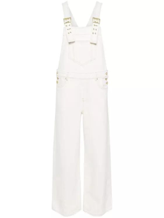 GANNI - Contrast-Stitching Denim Overalls - Größe 38 - white