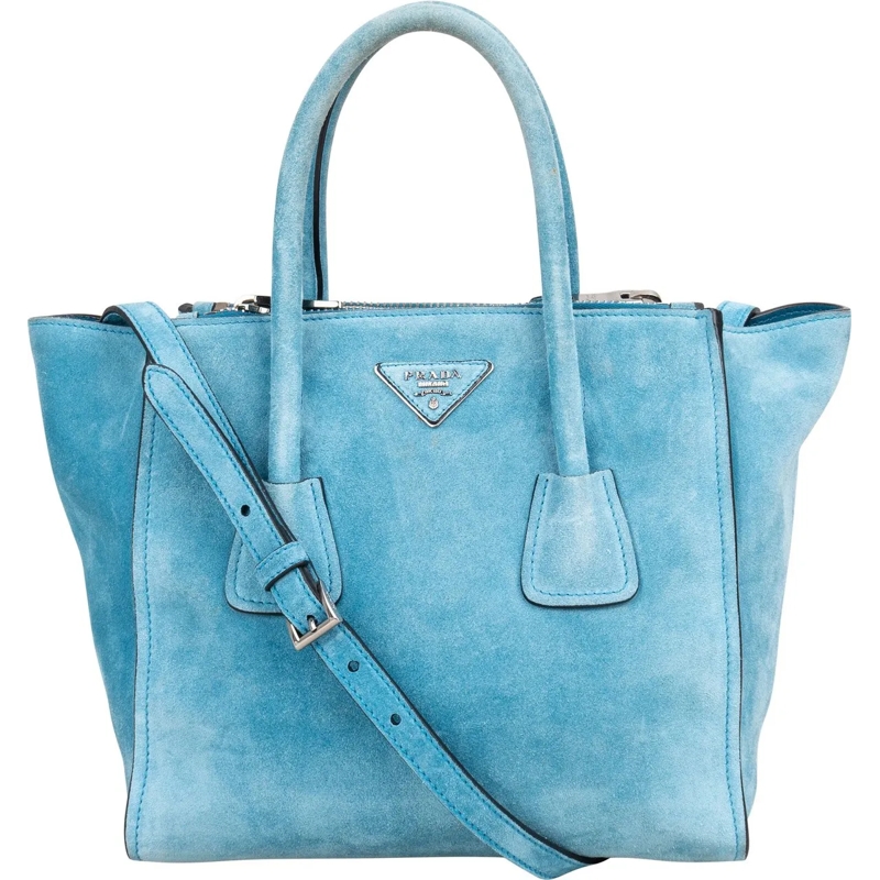 Prada Tote Prada Bleu Suede Vitello Handbag blau