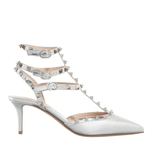 Valentino Garavani Sandale Ankle Strap Rockstud Silver