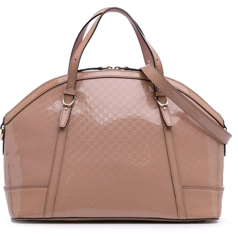 Gucci Sac à bandoulière Large Microguccissima Patent Nice Dome Satchel braun