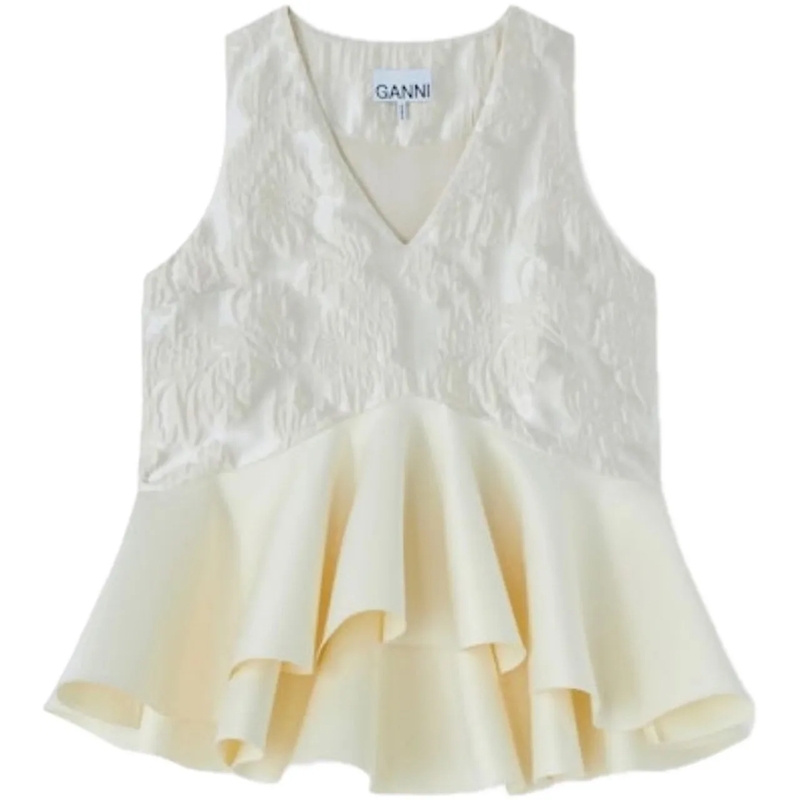GANNI Top top ecru weiß