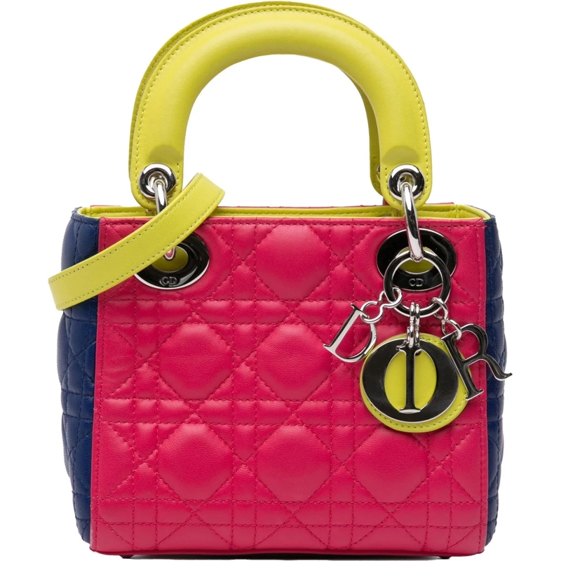 Christian Dior Tote Mini Tricolor Lambskin Cannage Lady Dior rose