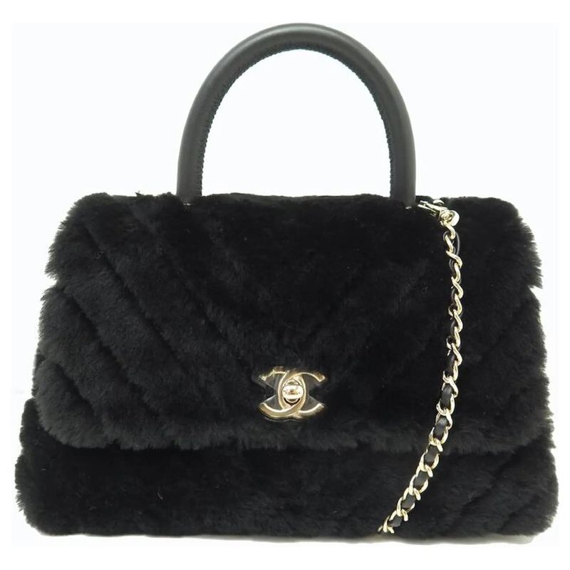 Chanel Crossbody Bag NEUE CHANEL COCO HANDLE A92990 FELL SCHULTERTASCHE schwarz