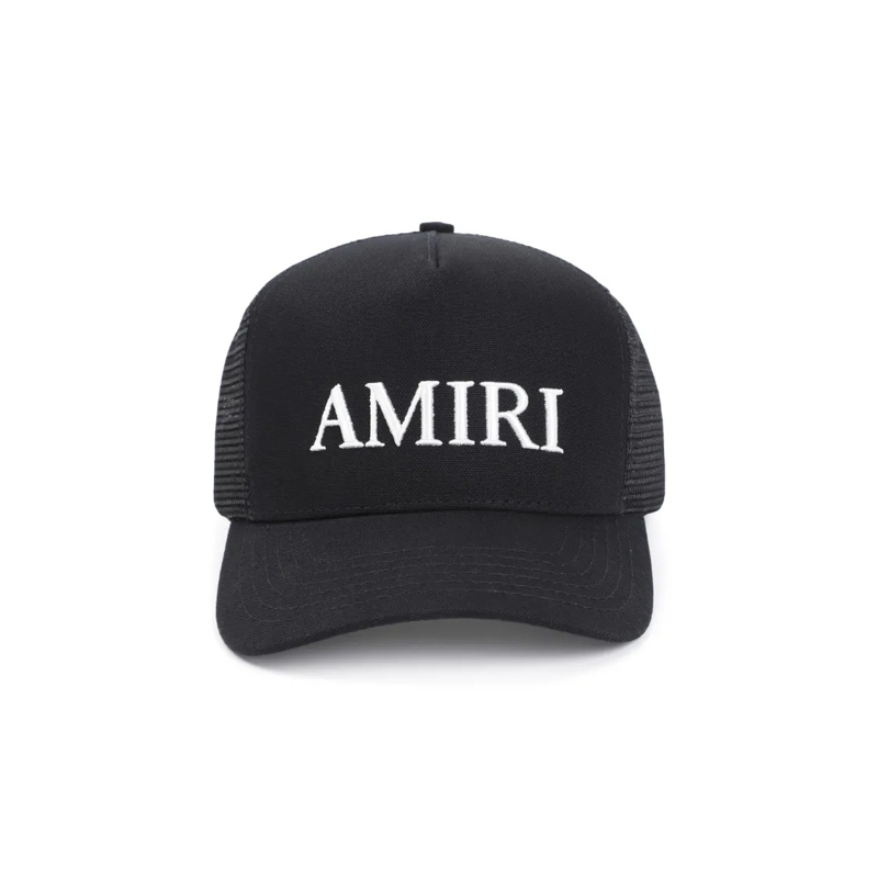 Amiri Chapeau Cotton Trucker Hat With Embroidered Logo And Mesh  Black