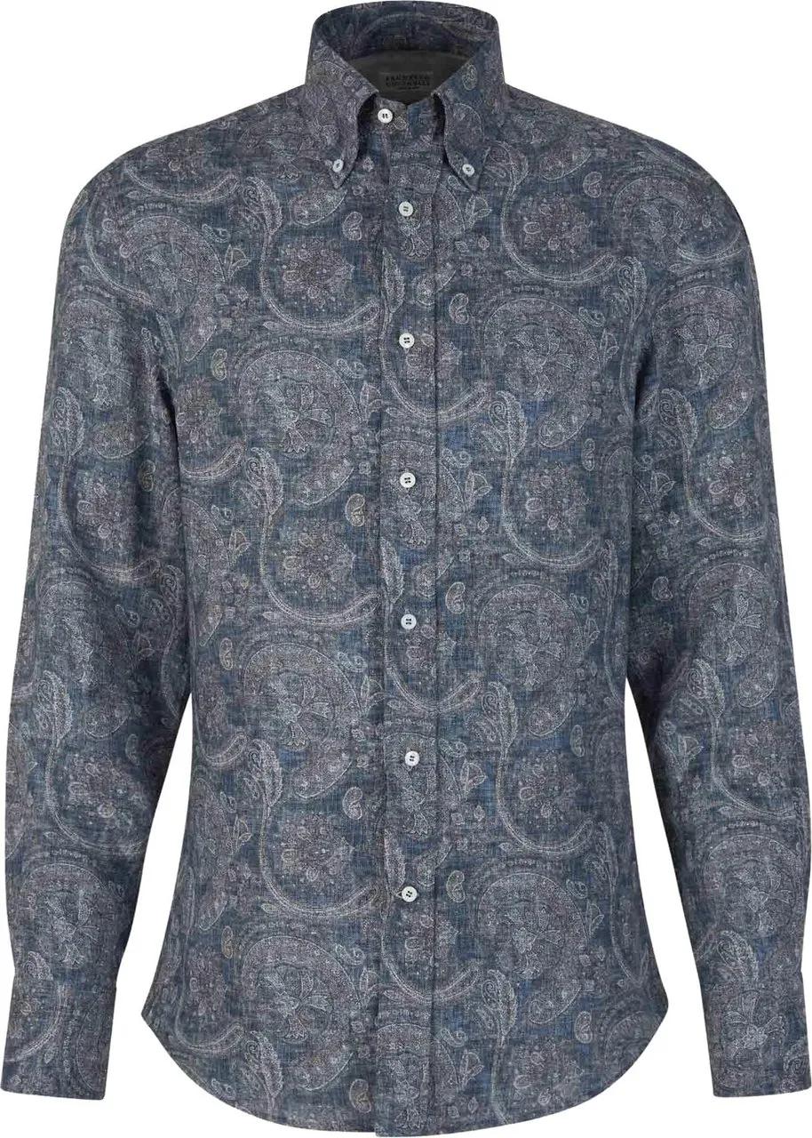 Thumbnail - Brunello Cucinelli - Paisley Motif Shirt - Größe M - blue