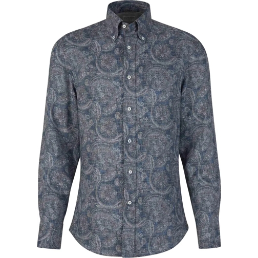 Brunello Cucinelli T-Shirts Paisley Motif Shirt blau