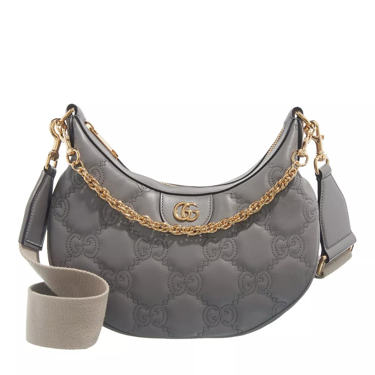 Gucci GG Shoulder Bag Matelass Leather Dusty Grey Natural Hobo Bag