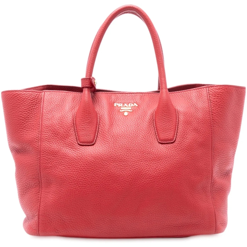 Prada Schultertasche Vitello Daino Open Convertible Tote rot