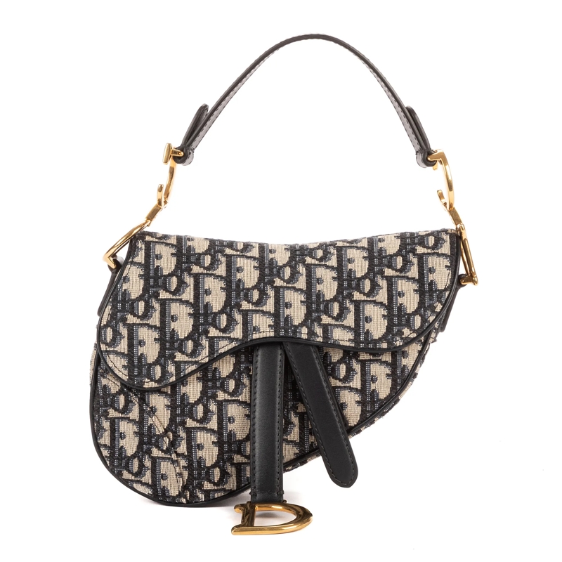 Christian Dior Crossbody Bag Oblique Saddle Mini marineblau