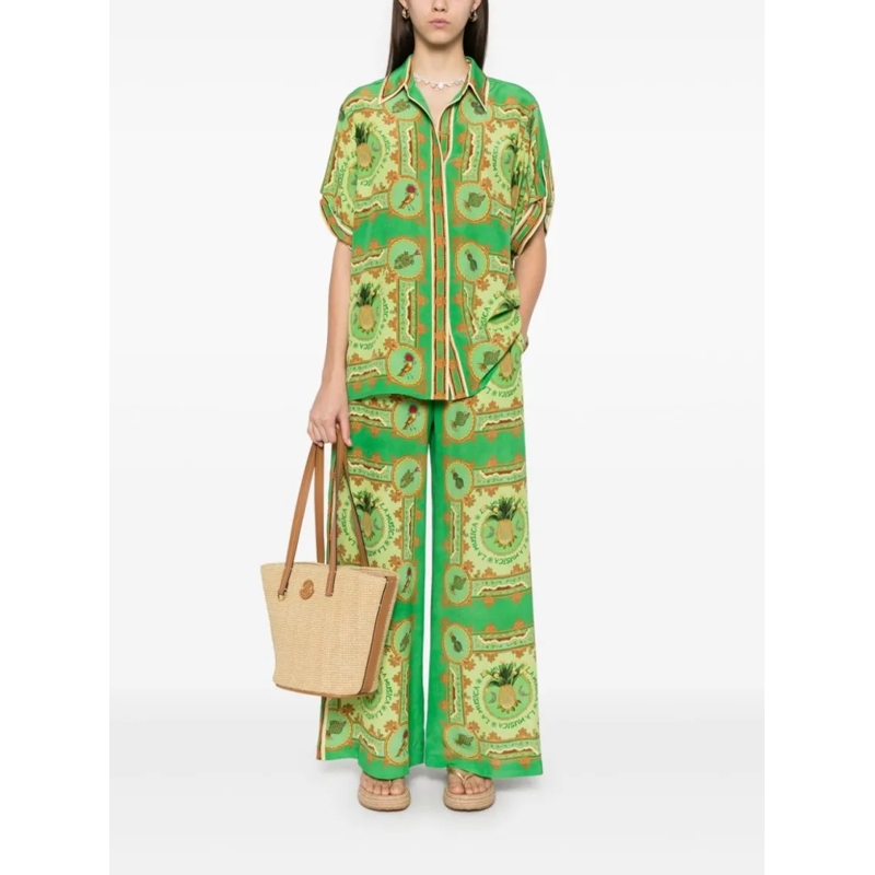 Alemais Hemd Grass Green Silk Shirt Green (Image 2)