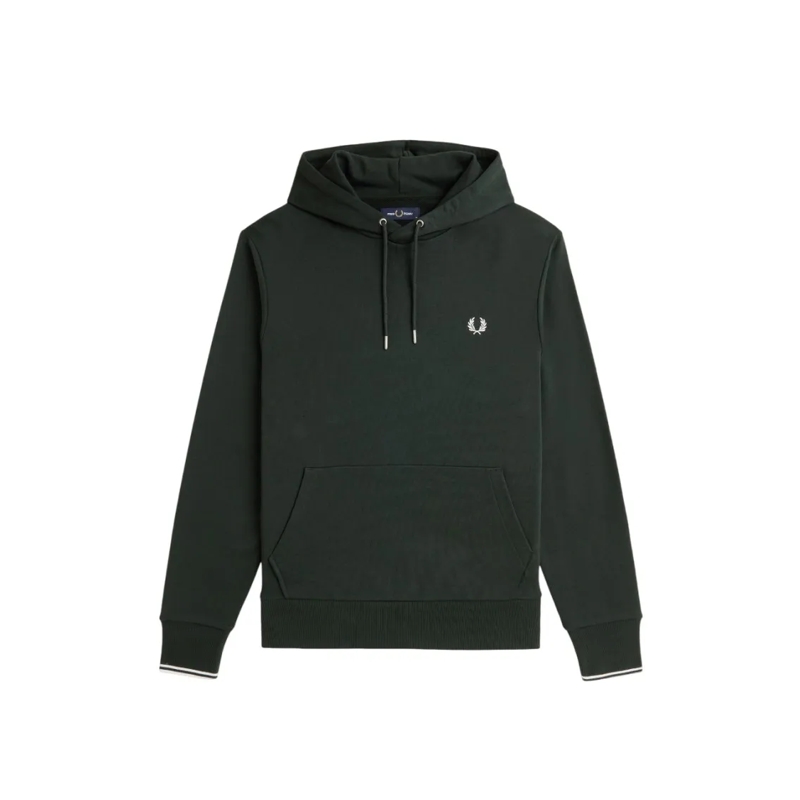 Fred Perry  Green Cotton Hoodie With Drawstring Green