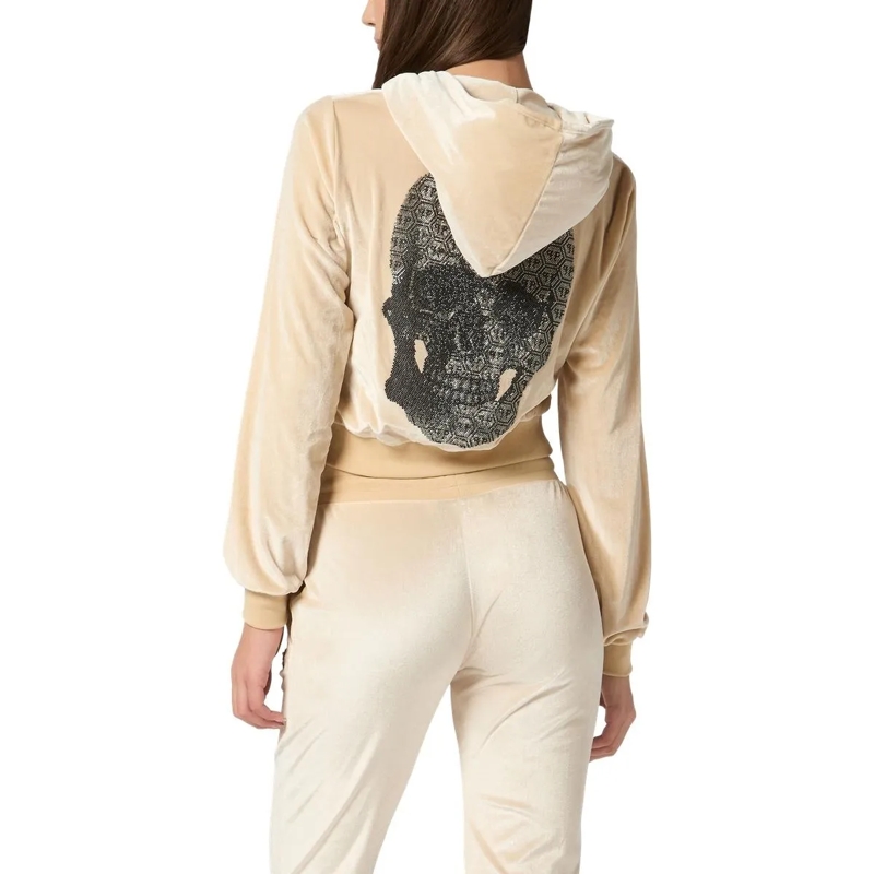 Philipp Plein Daunenjacke Sweatjacke Mit Kapuze Skull Mit Schmucksteinen beige(Image 4)