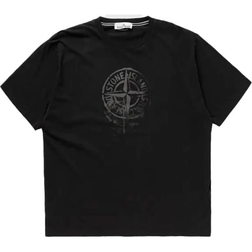 Stone Island T-Shirts zwarte logo t-shirt schwarz