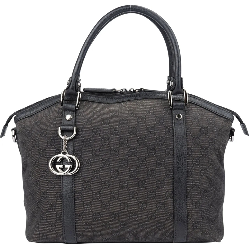 Gucci Schultertasche Gucci GG Monogram Charm Dome Handbag schwarz