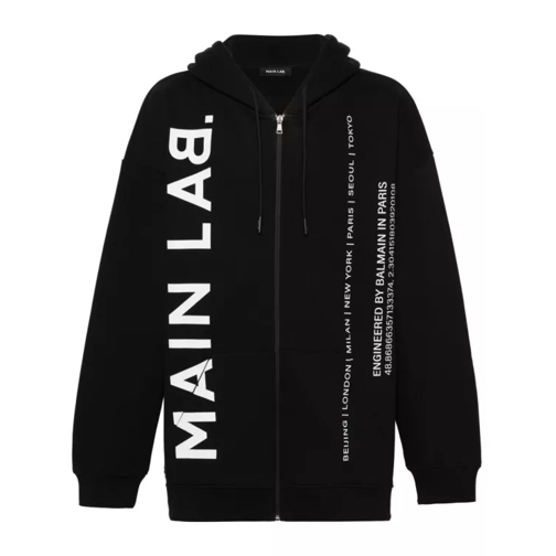 Balmain Black Main Lab Zip-Up Hoodie Black 