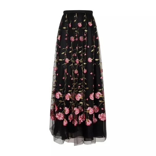 Giambattista Valli Black Rose Polyester Midi Skirt Black 