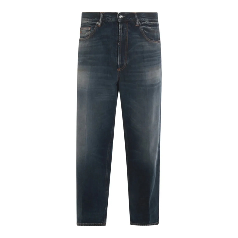 Nine In The Morning Jeans Straight-Leg Blue Jeans With Distressed Details Black