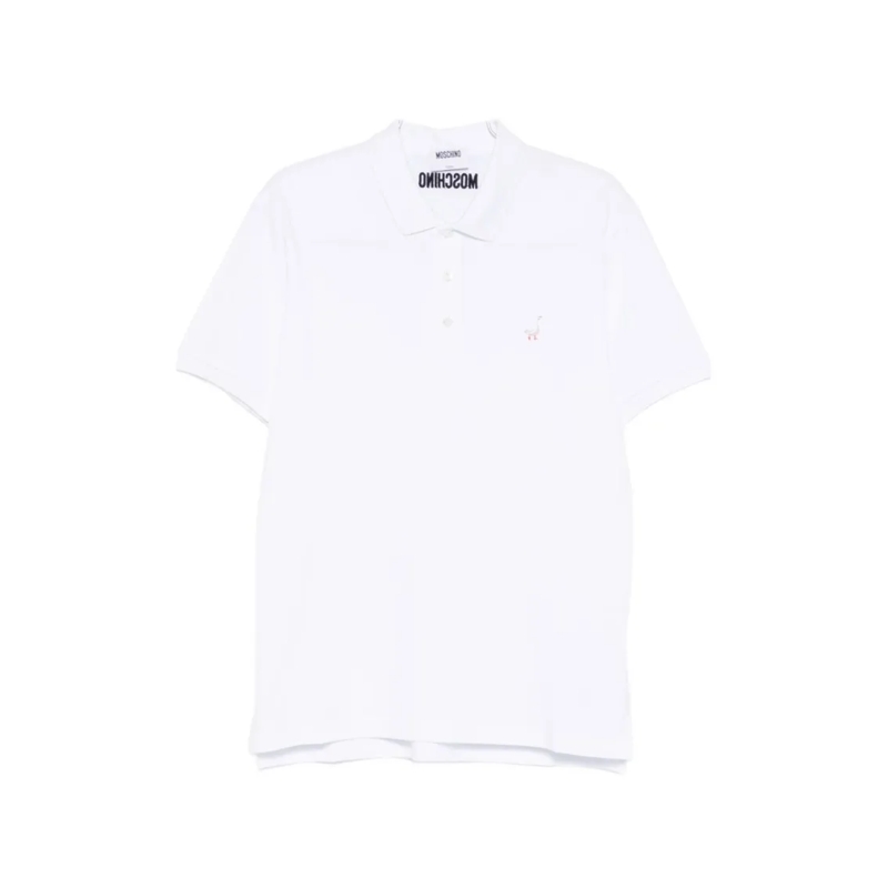 Moschino Polohemd Minimalist White Polo Shirt With Silk White