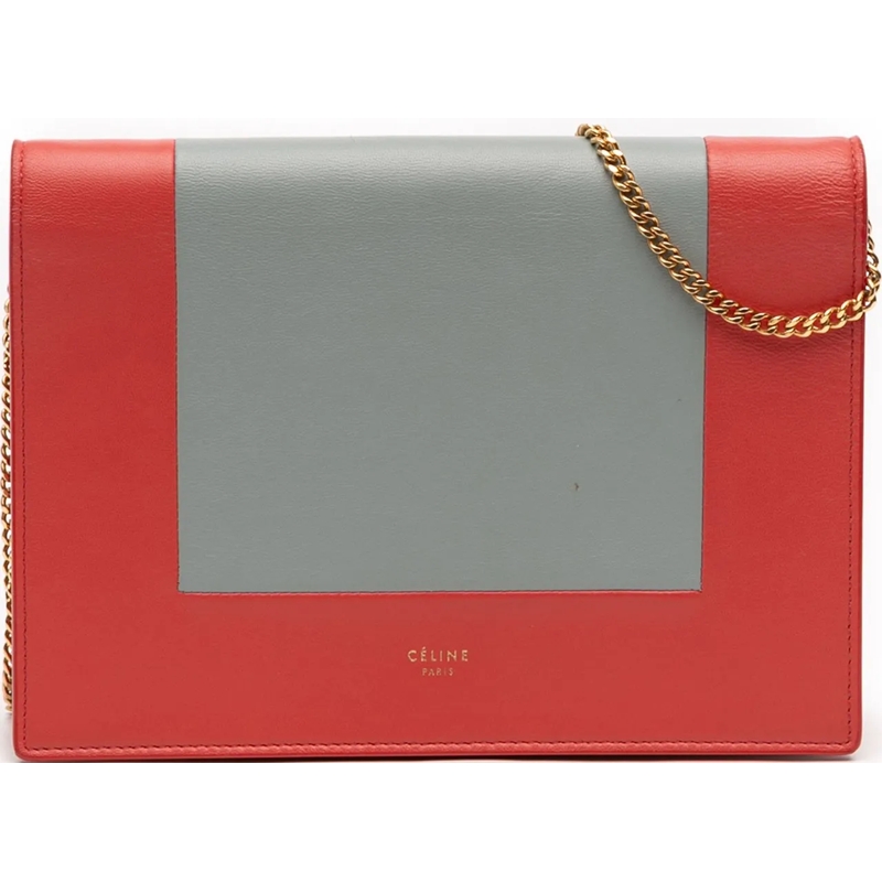 Celine Schultertasche Leather Frame Wallet on Chain rot