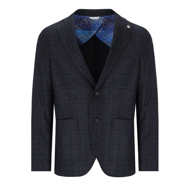 Manuel Ritz  MANUEL RITZ TARTAN BLAUE EINREIHIGE JACKE blau