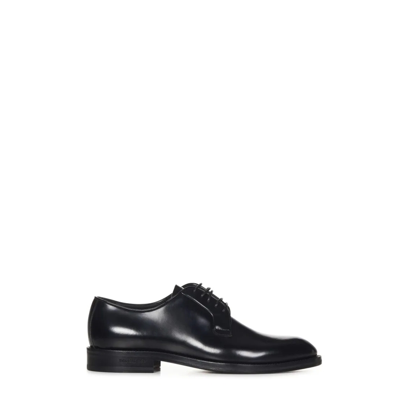 Dsquared2 Schnürschuhe Black Brushed Calf Leather 5-Hole Derby Shoes Black