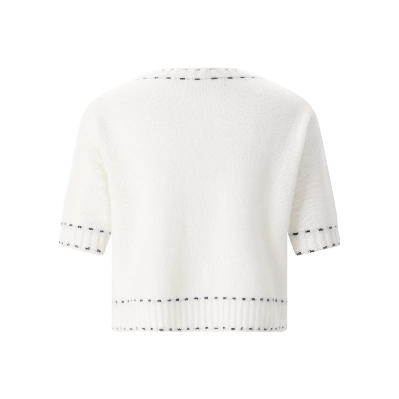 Hemisphere Strickjacke Kurzarm-Strickjacke aus Kaschmirmix weiß(Image 3)