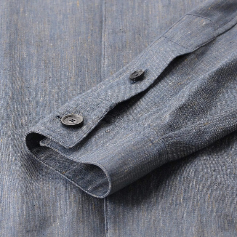 Emanuela Caruso Overgangsjas Overshirt mit Seide & Leinen blau(Image 10)