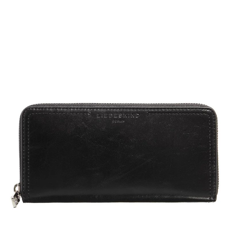 Liebeskind Berlin Portemonnaie mit Zip-Around-Reißverschluss Chudy Paper Touch Crinkle Black
