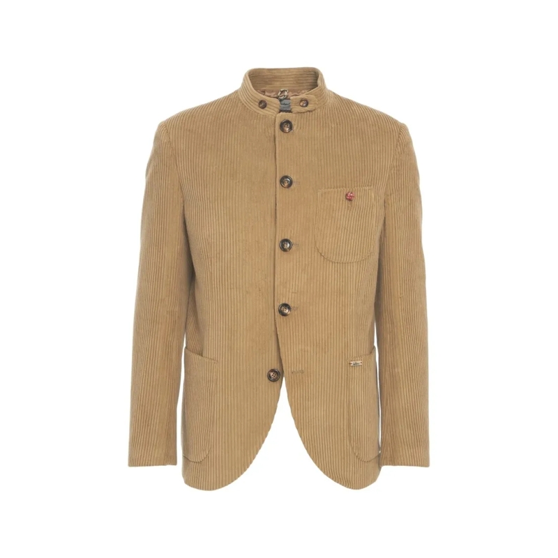 Luis Trenker  Lusandro Corduroy Jacket With Stand-Up Collar And  Neutrals