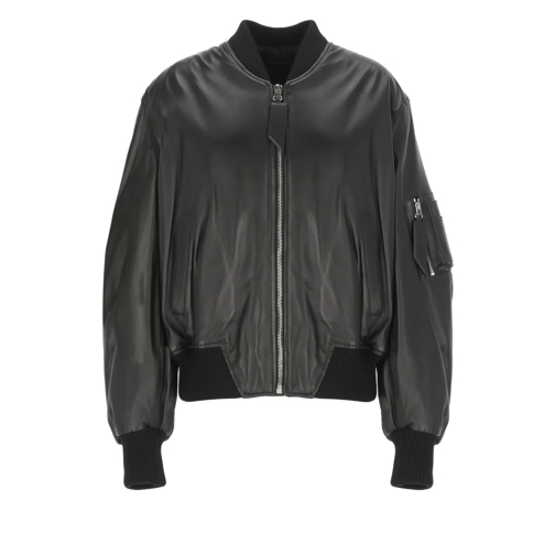 The Attico Bomberjacken Black Lambskin Bomber Jacket Black