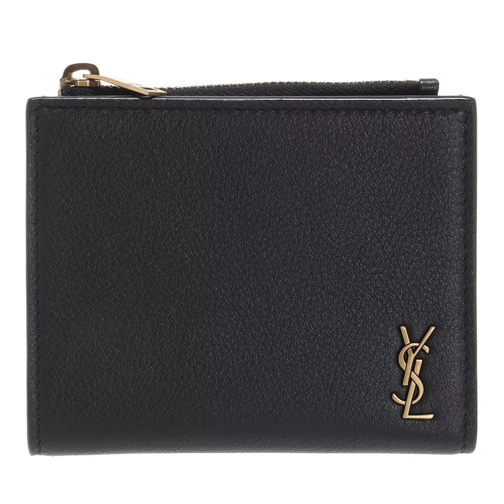 Saint Laurent Tiny Monogramm Zip Card Holder Black Tvåveckad plånbok