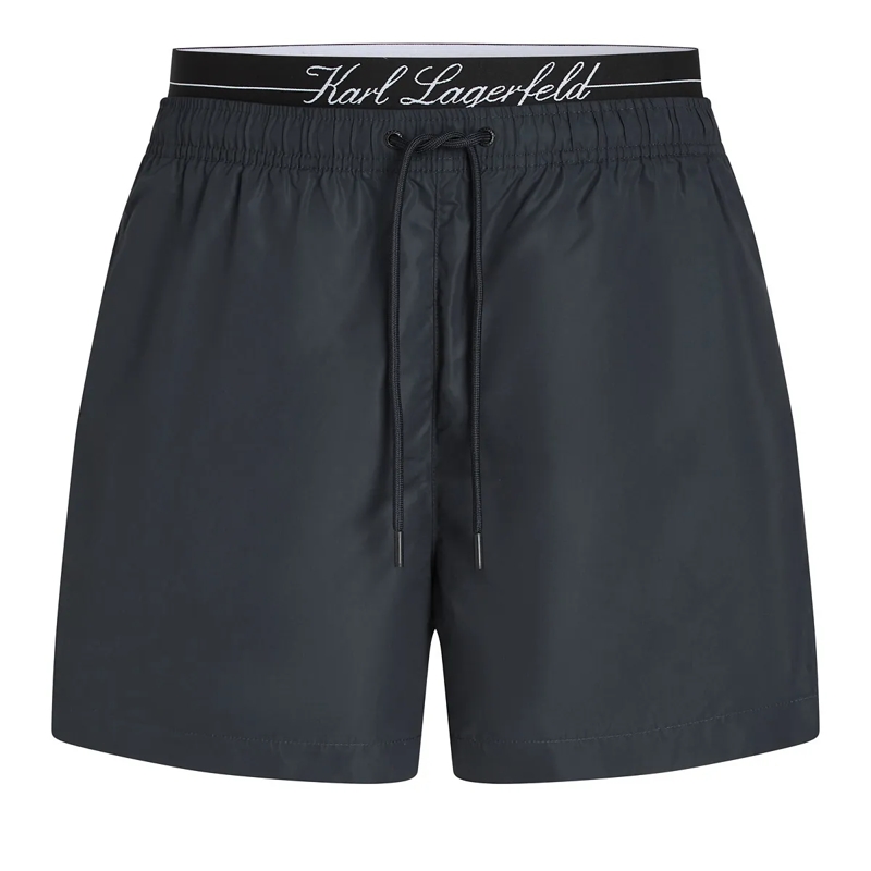Karl Lagerfeld  Boardshorts mit doppeltem Bund Bikini-Hose dunkel-blau