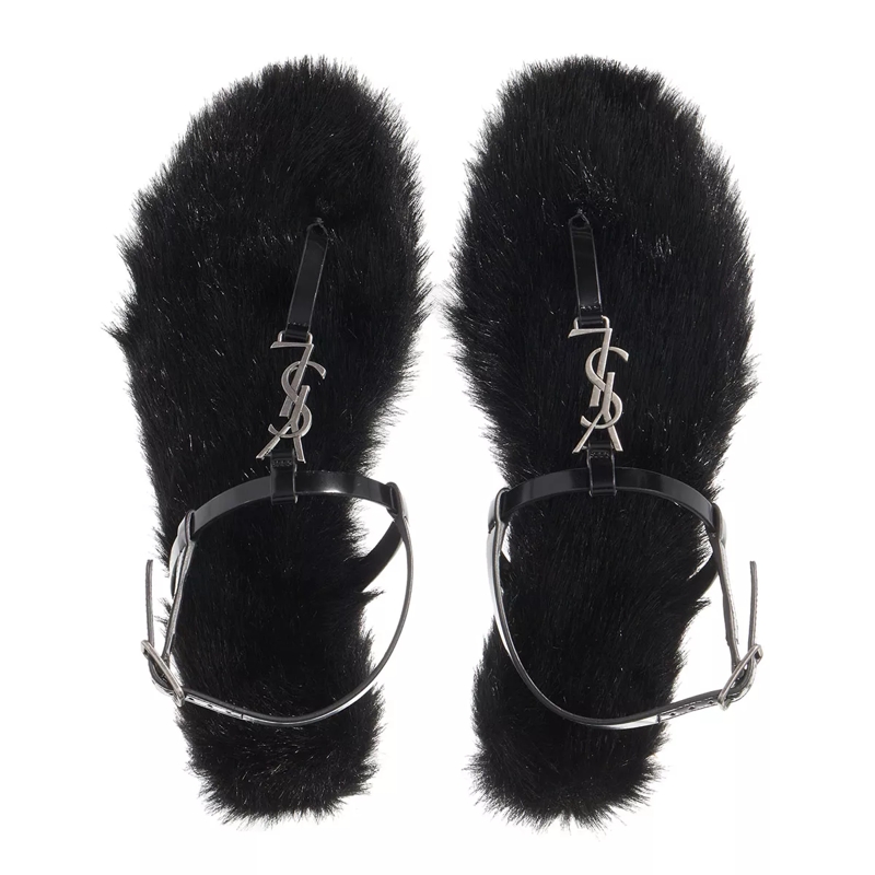 Saint Laurent Riemchensandalen Flat Leather Sole Cassandra Sandals Black(Image 4)