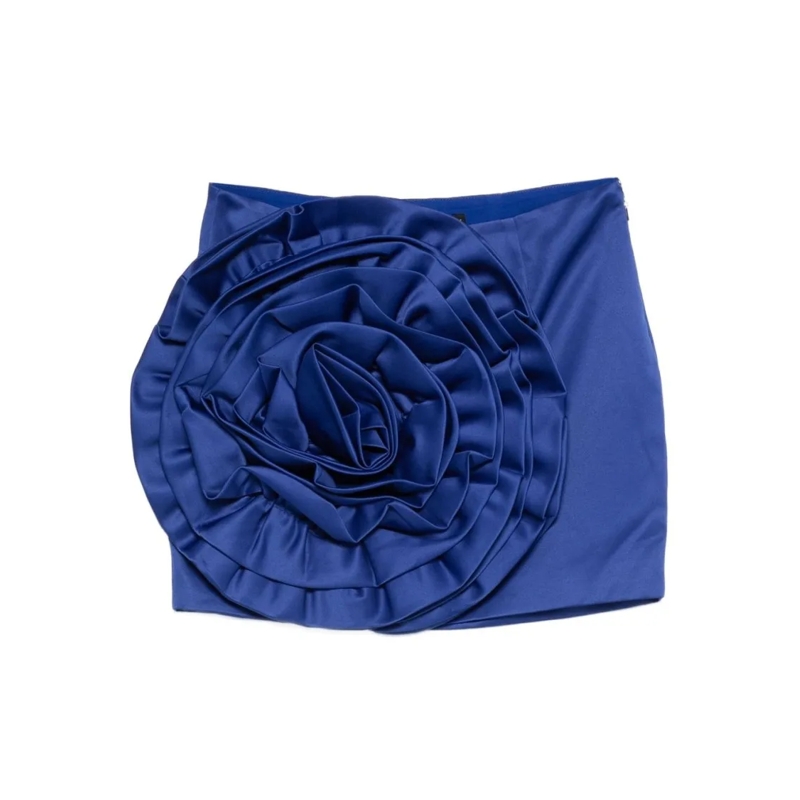 Rotate Minirok Blue Mini Skirt With Sculptural Floral Appliqué Blue