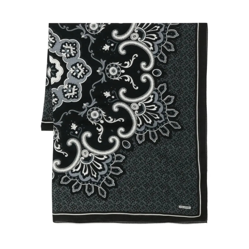 Tagliatore Écharpe légère Paisley Design Wool Scarf Black