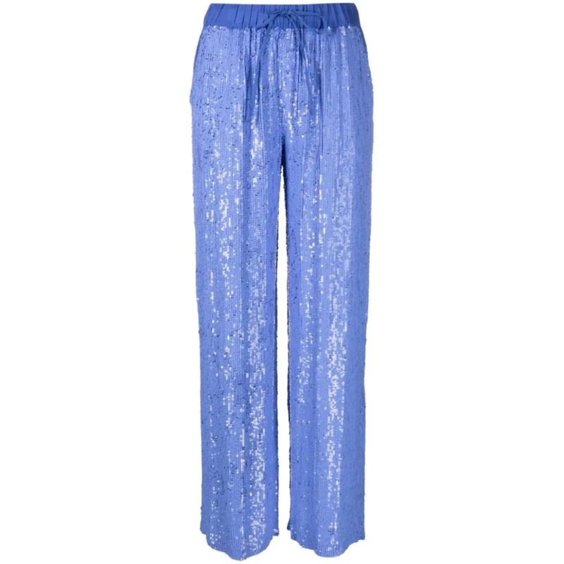 P.A.R.O.S.H.  Wide-Leg Trousers With Shimmering Sequin Detailing Blue