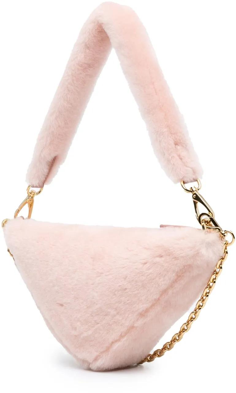 Prada Totes & shoppers Mini Shearling Triangle Satchel in poeder roze